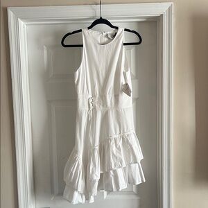 3:1 Phillip Lim White Ruffle Hem Sleeveless Dress